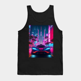 Asian Neon Velocity: Futuristic Thrill Ride Tank Top